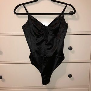 Black satin bodysuit